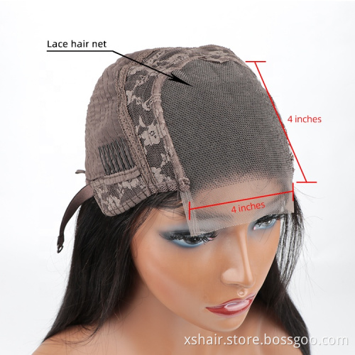 XuShang Wholesale 130-180% Density Straight 4*4 Lace Closure Human Hair Lace Front Wig Brazilian Hair